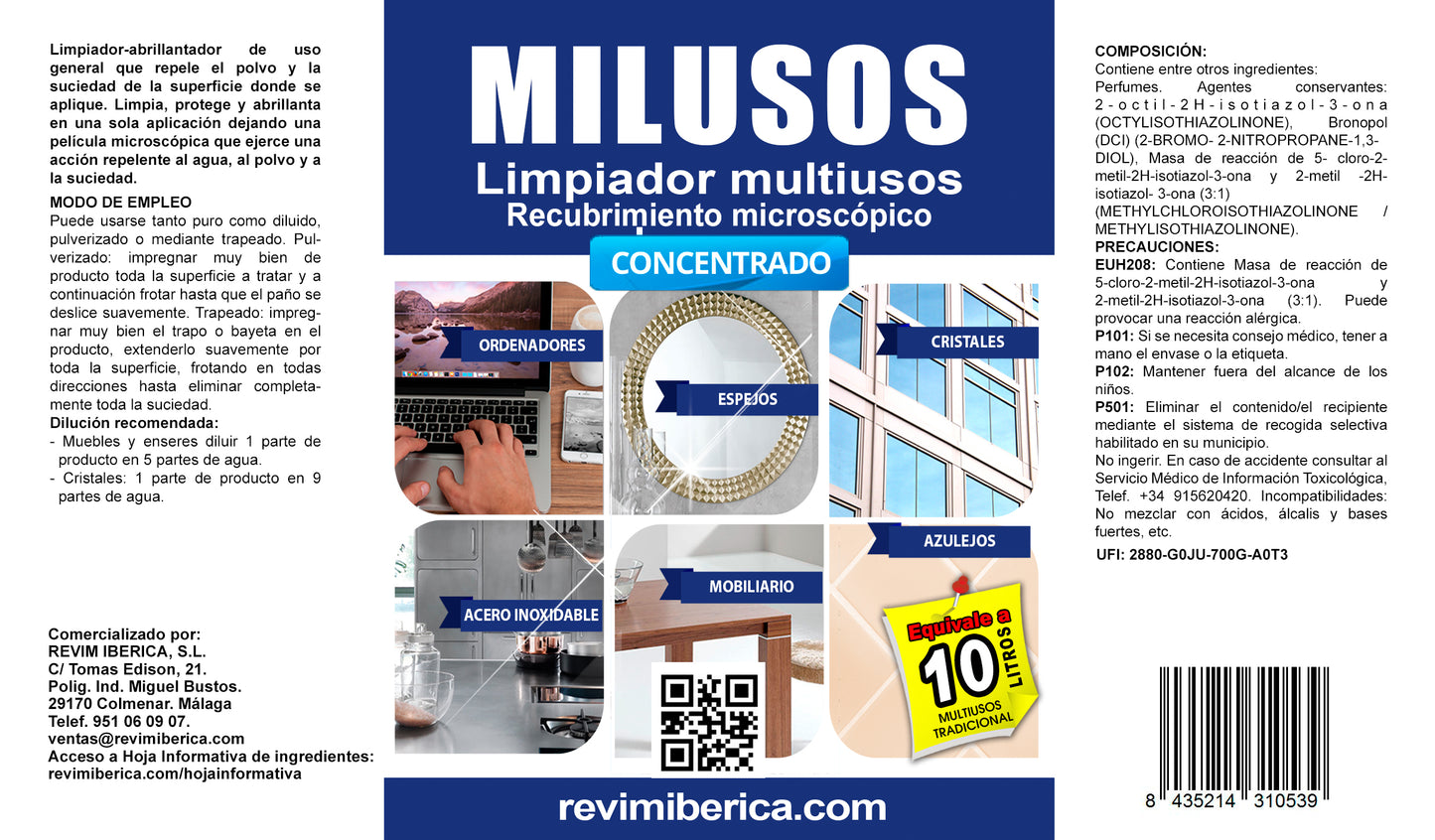 MILUSOS. Limpiador Multiusos Concentrado. Limpiador PARA TODO.