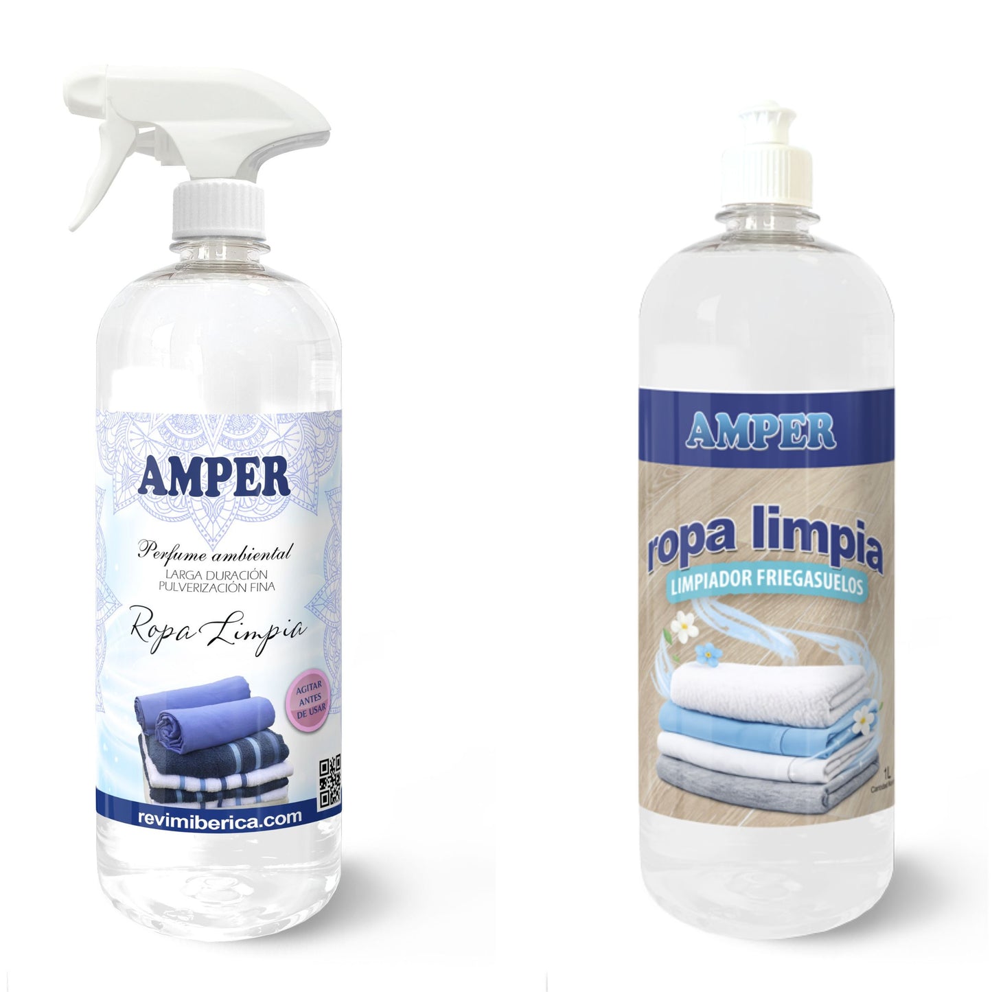 Pack Ambientador + Fregasuelos del mismo aroma – Ropa Limpia, Marsella o Talco | AMPER