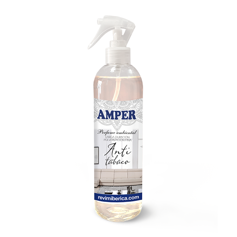 Elimina el olor a tabaco en casa, coche o tejidos con el ambientador AMPER Anti Tabaco. Spray concentrado, no mancha, aroma neutro y duradero. Ideal para fumadores.