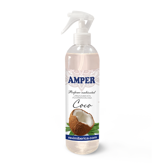 Descubre el ambientador de coco de AMPER con aroma tropical, leche de coco y notas dulces de vainilla. Ideal para eliminar malos olores en zonas de mascotas, bares o espacios de relax.