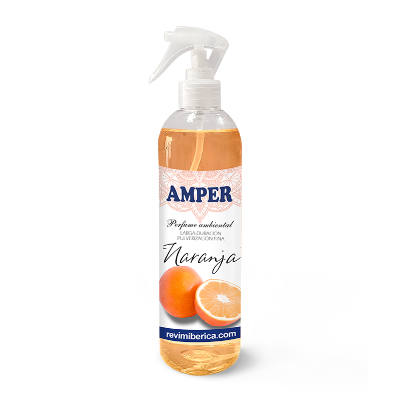 El ambientador de naranja AMPER estimula, refresca y perfuma con esencias cítricas. Úsalo en casa, coche, ropa o durante yoga. Formato hasta 5 litros. Aroma permanente.