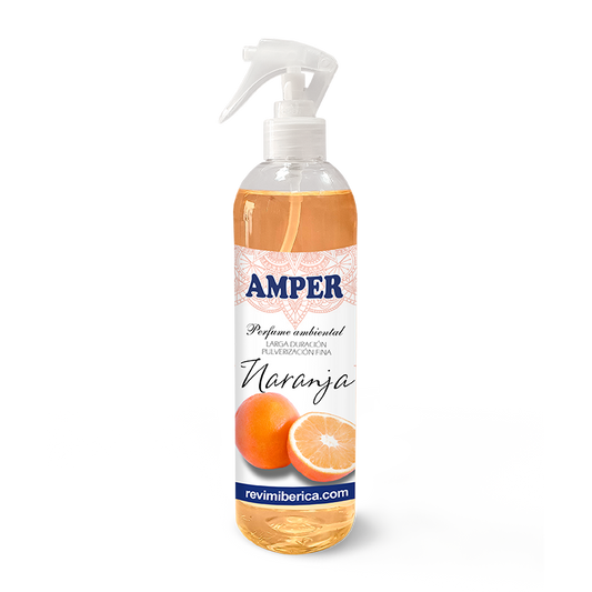 El ambientador de naranja AMPER estimula, refresca y perfuma con esencias cítricas. Úsalo en casa, coche, ropa o durante yoga. Formato hasta 5 litros. Aroma permanente.