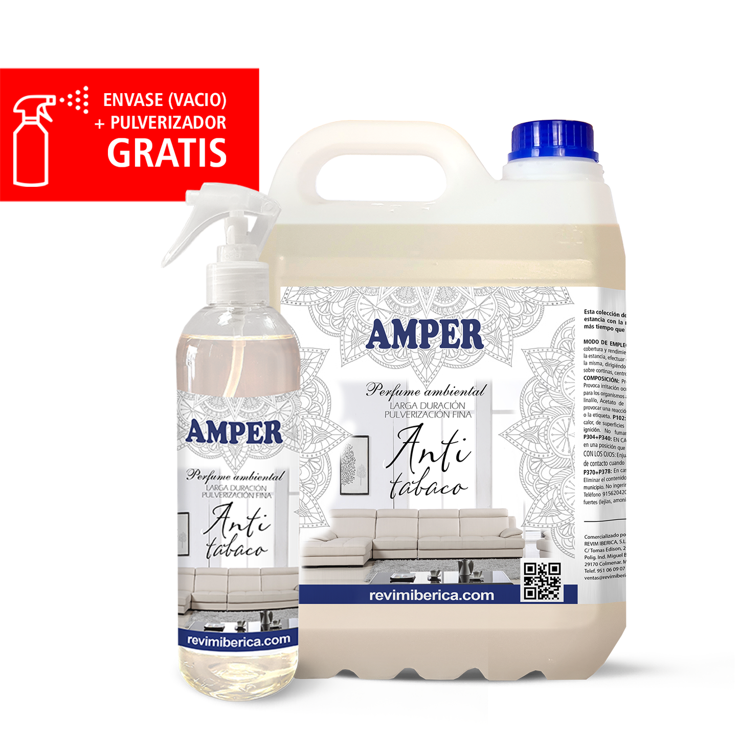 Elimina el olor a tabaco en casa, coche o tejidos con el ambientador AMPER Anti Tabaco. Spray concentrado, no mancha, aroma neutro y duradero. Ideal para fumadores.