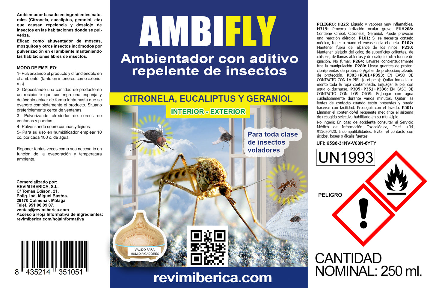 AMBIFLY. Ambientador con aditivo repelente de insectos