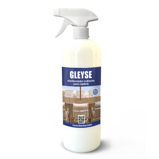 Abrillantador nutriente GLEYSE para madera AMPER, limpia, protege y realza el brillo natural.