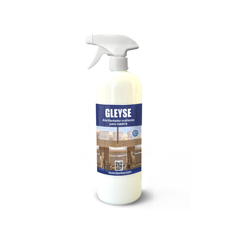 Abrillantador nutriente GLEYSE para madera AMPER, limpia, protege y realza el brillo natural.