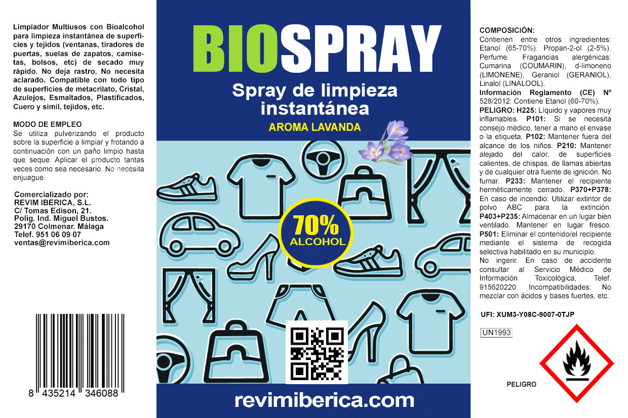 BIO SPRAY | Limpiador Instantáneo Multiusos con Bioalcohol de Secado Rápido