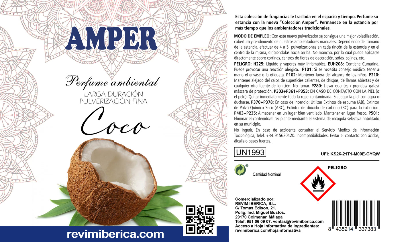 Ambientador aroma COCO AMPER | Aroma tropical con leche y agua de coco