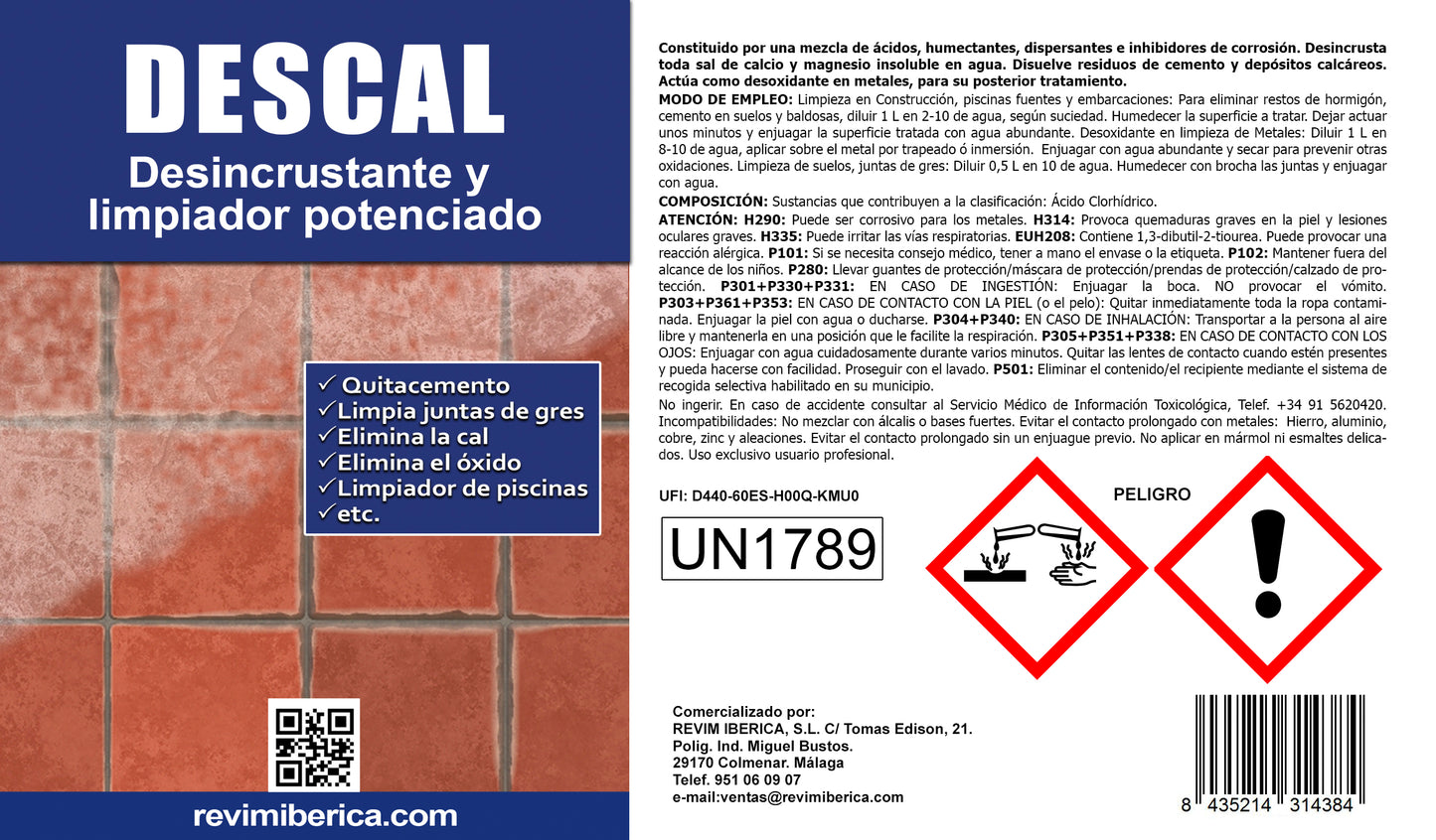 DESCAL | Desincrustante de Manchas | Quitacemento y Lechada