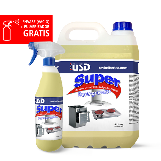 Desengrasante KINGRAS 25 % AMPER limpiando grasa difícil en cocina industrial