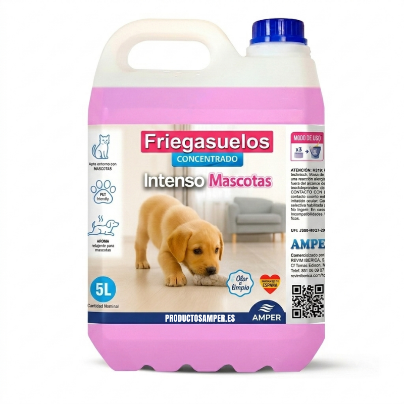 Fregasuelos perfumado concentrado AMPER Mascotas – Aroma limpio y floral - Eliminador de olores 1Litro