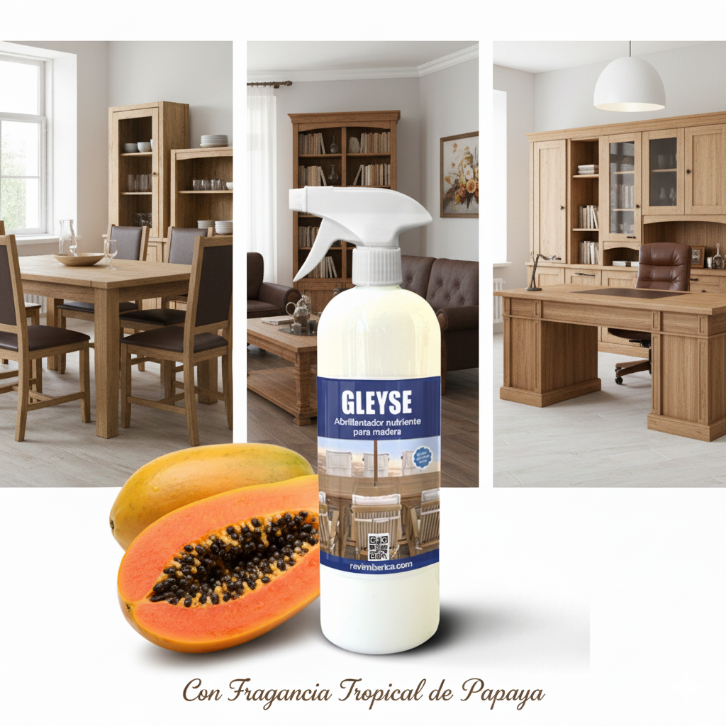 Abrillantador nutritivo para madera GLEYSE - AROMA A PAPAYA – Limpia, nutre y protege