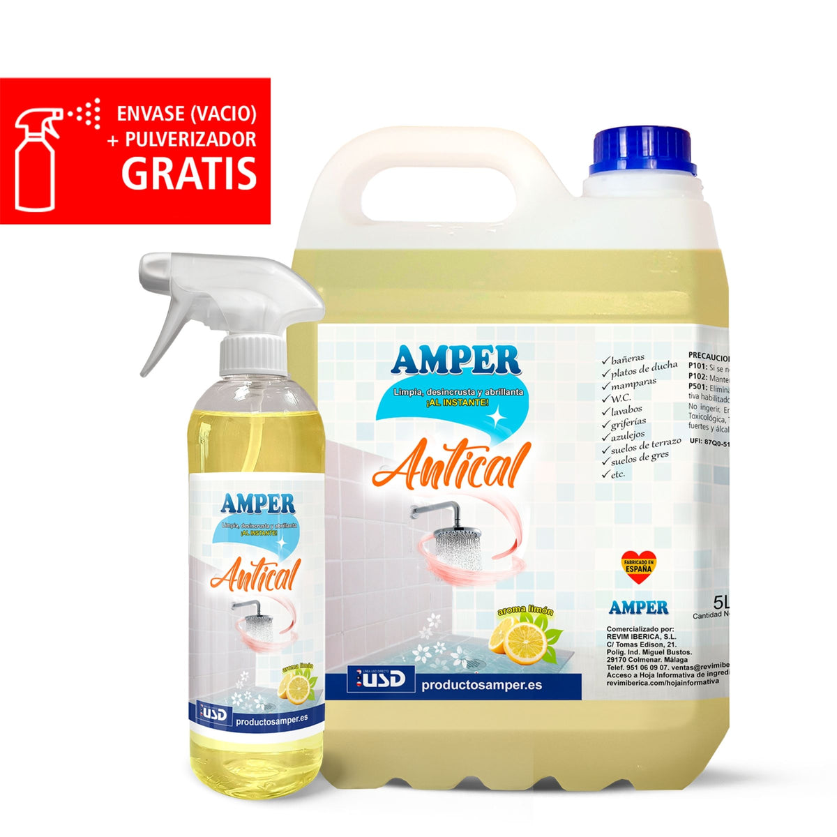 Antical Limón 500 ml – Elimina la cal, limpia y abrillanta al instante | AMPER