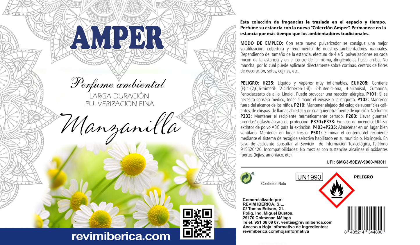 Ambientador aroma MANZANILLA | Origen natural, aroma calmante, fabricado en España