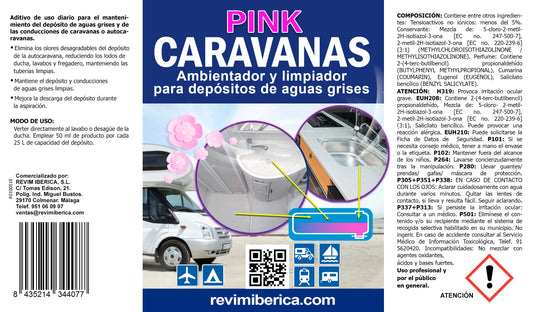 Aditivo Ambientador para Depósitos de Aguas Grises | Autocaravanas y furgonetas camper Limpias y Sin Olores. PINK CARAVANAS