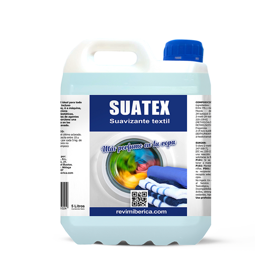 SUATEX. Suavizante textil profesional ideal para todo tipo de prendas incluso delicadas, a mano o a máquina.