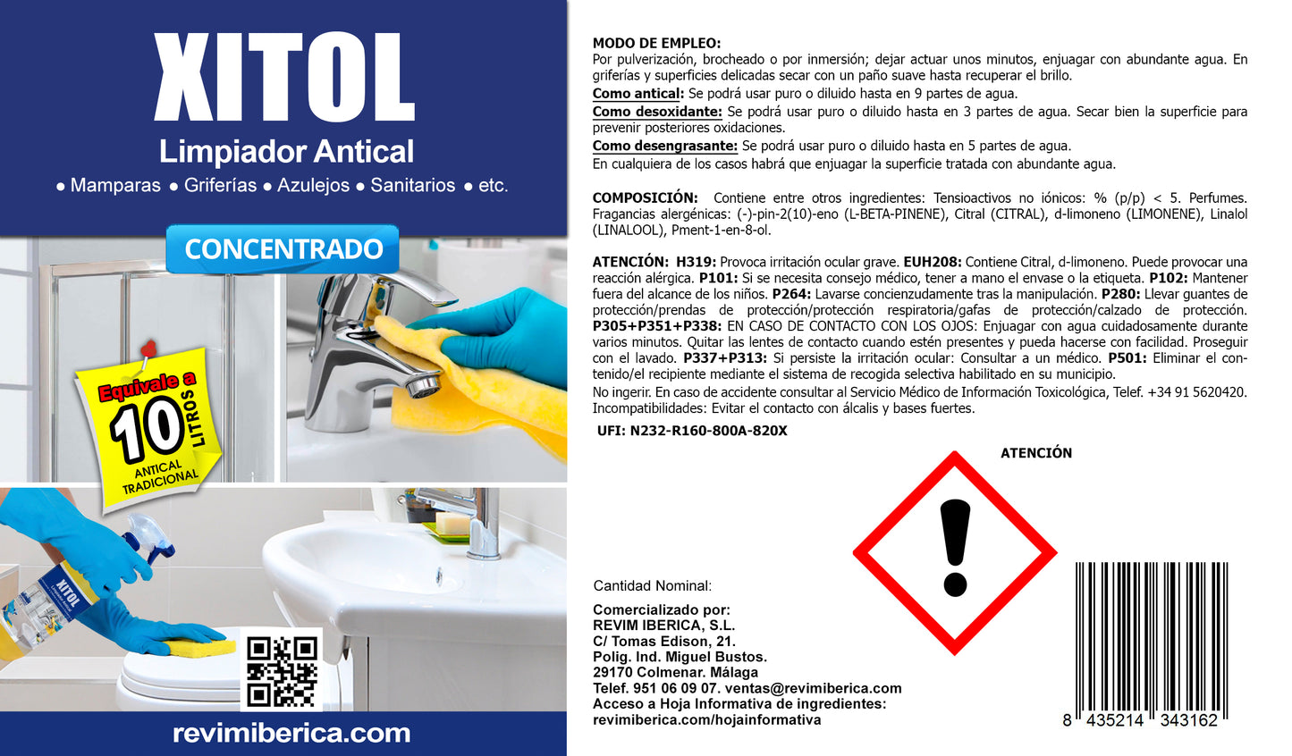 XITOL. Limpiador Potenciado antical