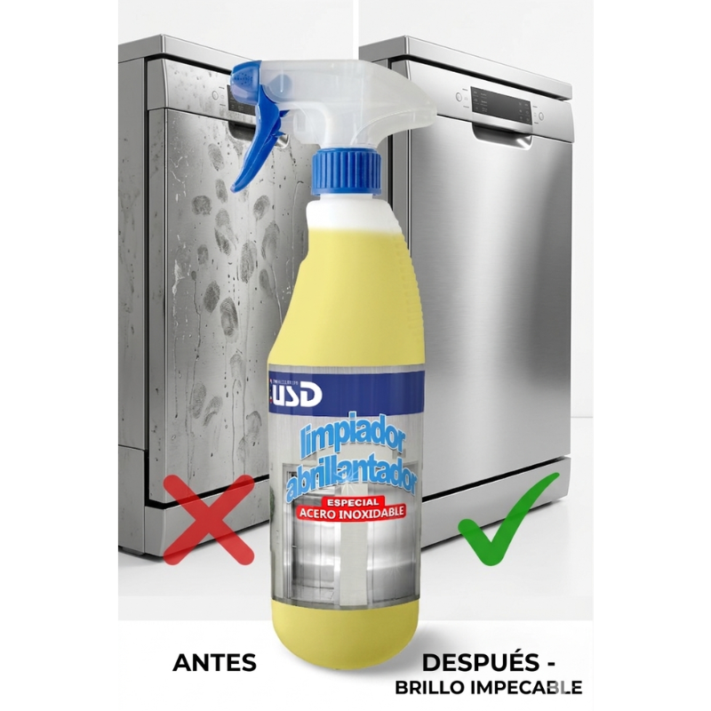 Limpiador abrillantador de acero inoxidable – Limpia, protege y elimina huellas (uso profesional)