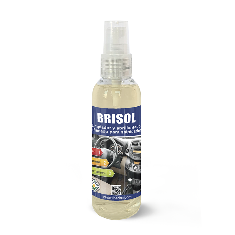 BRISOL. Abrillantador perfumado para el interior del coche, limpia salpicaderos y plásticos.