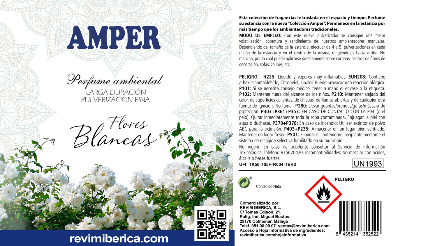 Ambientador de Flores Blancas AMPER | Aroma floral fresco y elegante