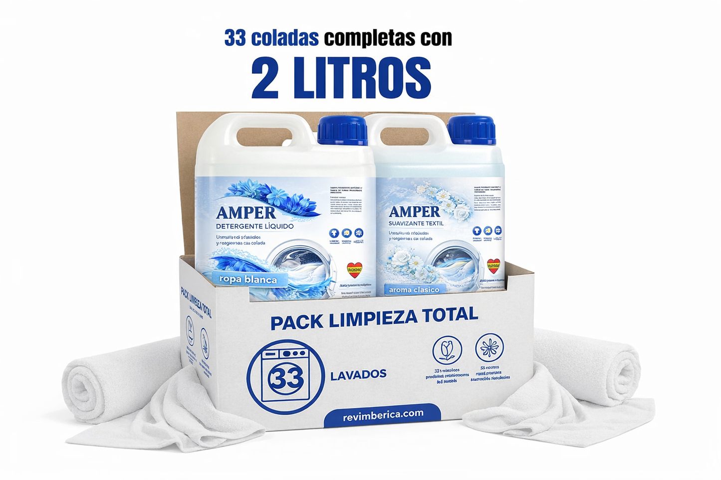 Pack Lavandería Dúo MEIBEL 2L + 2L | Detergente Líquido y Suavizante Profesional para Ropa Limpia y Suave