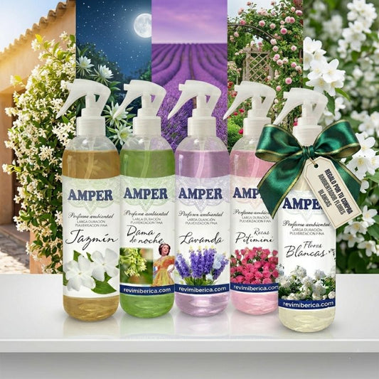 Pack ambientadores de primavera AMPER (4 + 1 GRATIS) – Aromas florales duraderos y concentrados
