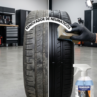 CONDIGON | Renovador de Neumáticos y Gomas | Acabado Negro Natural y Protección Profesional | Sin aceites | Resultados duraderos