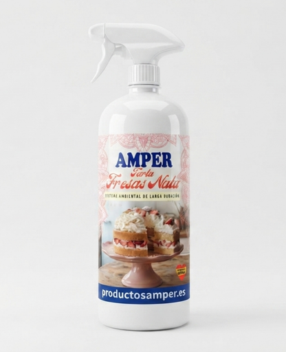 Ambientador Spray 1 Litro Amper – Aroma Tarta de Fresas con Nata - Precio especial
