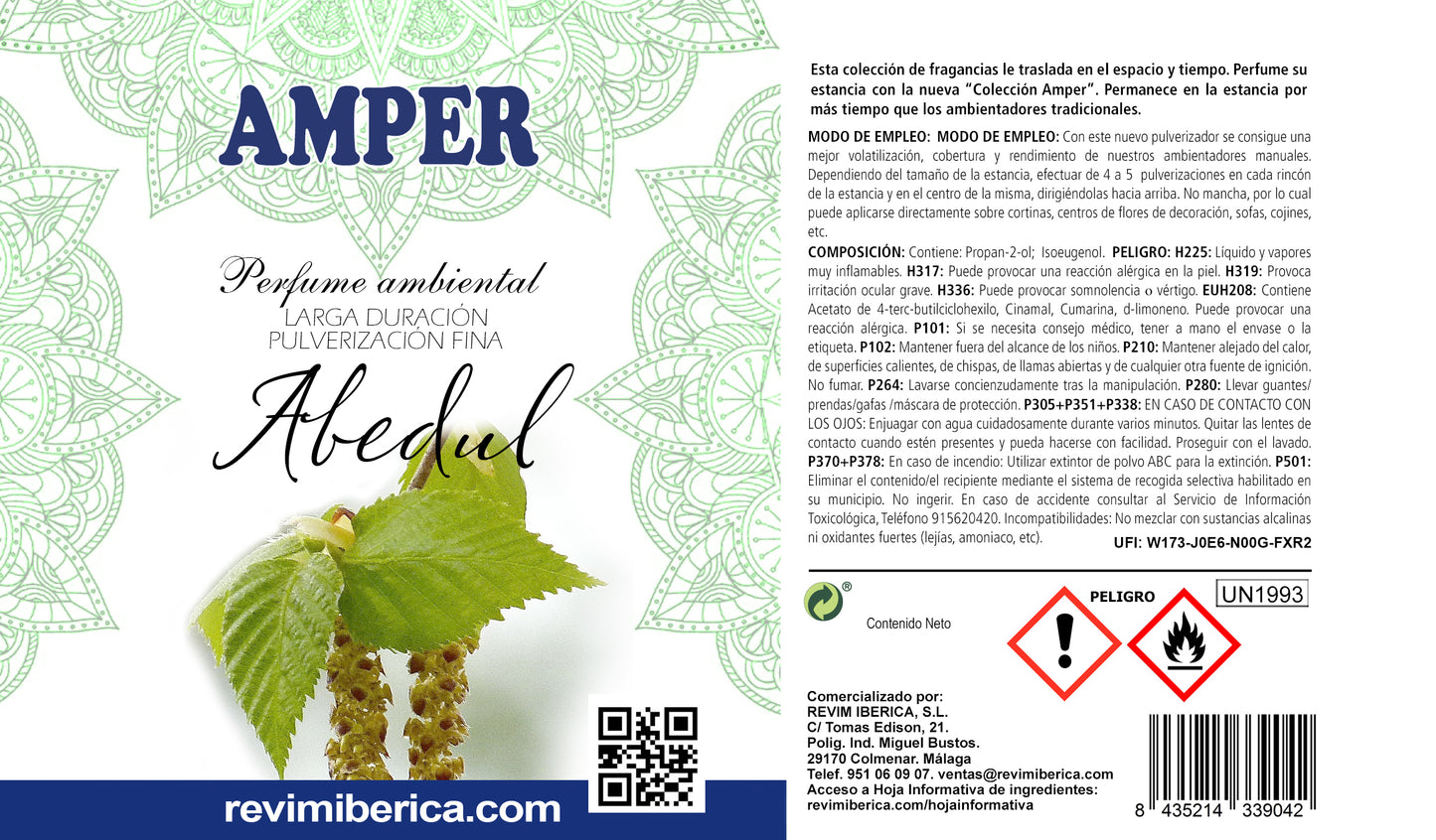 Ambientador AMPER de Abedul | Elegancia Natural con Toque Amaderado