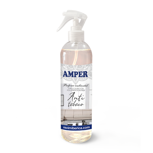 Elimina el olor a tabaco en casa, coche o tejidos con el ambientador AMPER Anti Tabaco. Spray concentrado, no mancha, aroma neutro y duradero. Ideal para fumadores.

