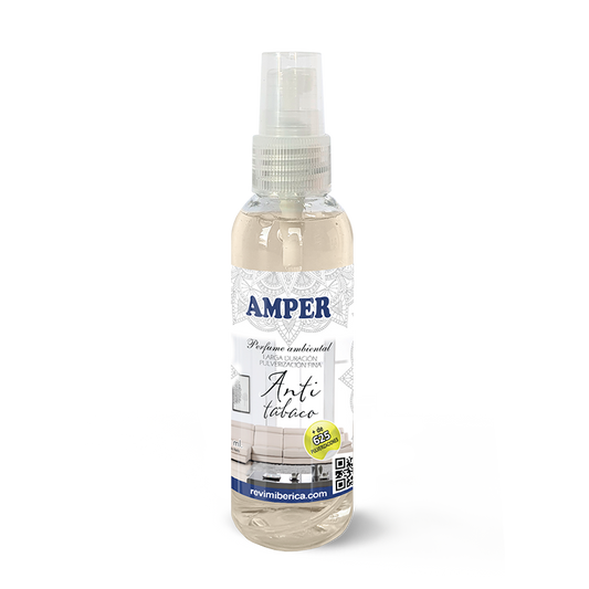 Elimina el olor a tabaco en casa, coche o tejidos con el ambientador AMPER Anti Tabaco. Spray concentrado, no mancha, aroma neutro y duradero. Ideal para fumadores.

