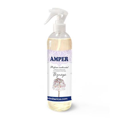 Descubre el ambientador de Biznaga AMPER, inspirado en el perfume floral de Málaga. Un homenaje a su feria y tradición, con notas de jazmín y flores blancas. Aroma permanente y elegante.

