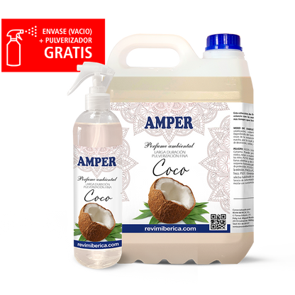 Descubre el ambientador de coco de AMPER con aroma tropical, leche de coco y notas dulces de vainilla. Ideal para eliminar malos olores en zonas de mascotas, bares o espacios de relax.

