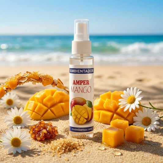 ambientador de spray de sandia, melon, coco, mango, limon fabricado en españa