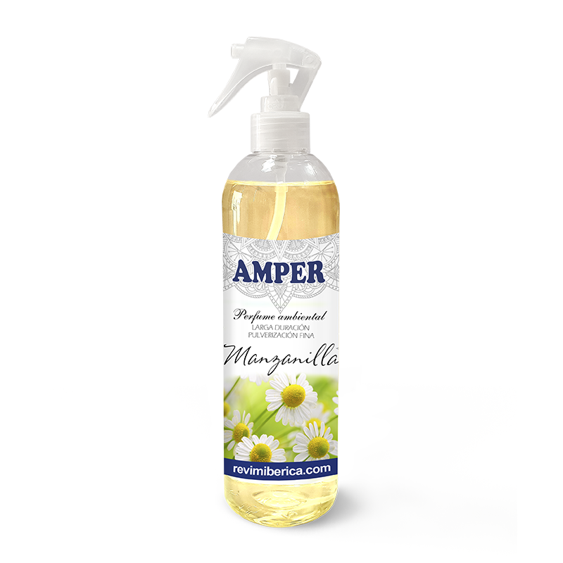 Ambientador de Manzanilla con aroma a camomila, exclusivo de AMPER. Fabricado en España. Aporta calma y bienestar natural. ¡Compra directa de fábrica!

