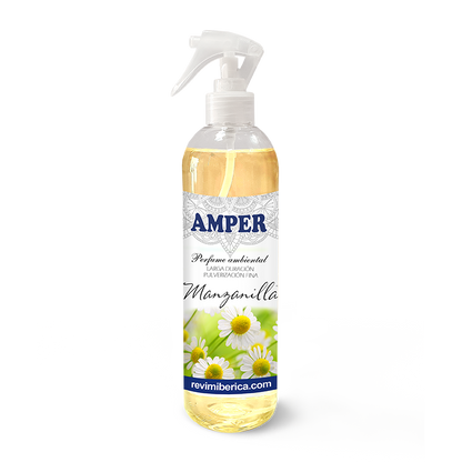 Ambientador de Manzanilla con aroma a camomila, exclusivo de AMPER. Fabricado en España. Aporta calma y bienestar natural. ¡Compra directa de fábrica!

