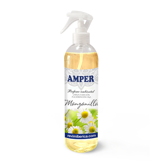 Ambientador de Manzanilla con aroma a camomila, exclusivo de AMPER. Fabricado en España. Aporta calma y bienestar natural. ¡Compra directa de fábrica!

