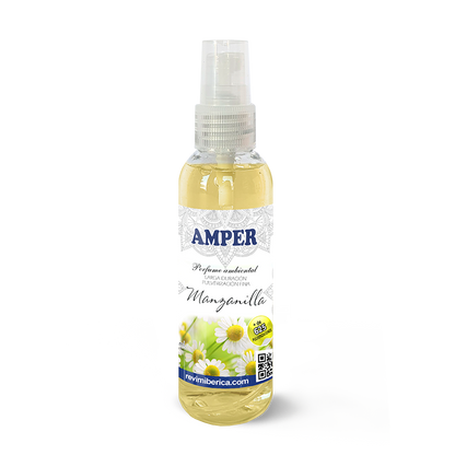 Ambientador de Manzanilla con aroma a camomila, exclusivo de AMPER. Fabricado en España. Aporta calma y bienestar natural. ¡Compra directa de fábrica!

