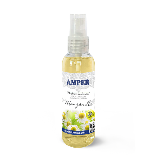 Ambientador de Manzanilla con aroma a camomila, exclusivo de AMPER. Fabricado en España. Aporta calma y bienestar natural. ¡Compra directa de fábrica!

