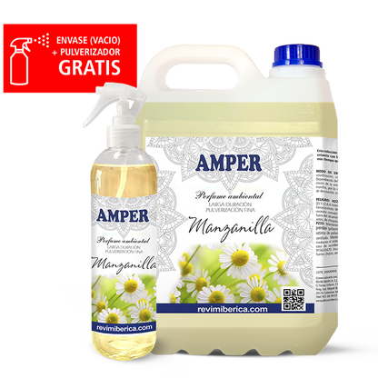 Ambientador de Manzanilla con aroma a camomila, exclusivo de AMPER. Fabricado en España. Aporta calma y bienestar natural. ¡Compra directa de fábrica!

