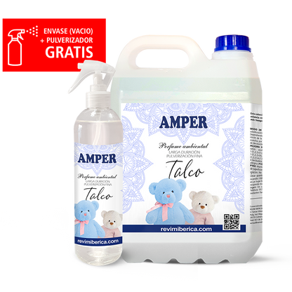 Descubre el ambientador de talco AMPER, con fragancia suave y envolvente. Ideal para guarderías, centros de belleza, clínicas y espacios que buscan una atmósfera limpia y tierna.

