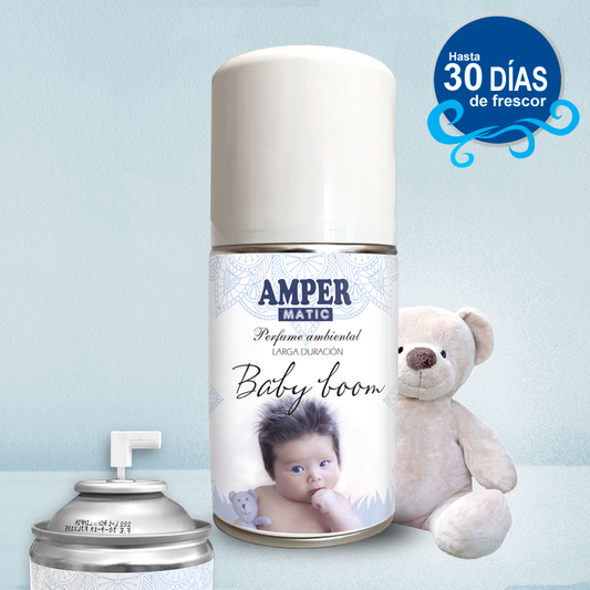 Ambientador AMPER MATIC Baby Boom 250 ml, recambio para difusor automático y uso manual