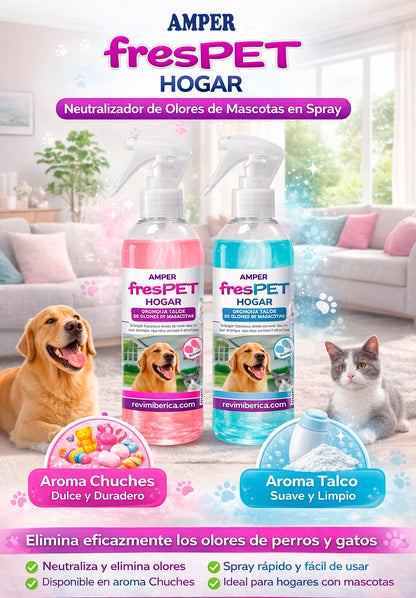 Neutralizador de olores de mascotas FresPET Hogar en spray para perros, gatos, conejos y hámsters
