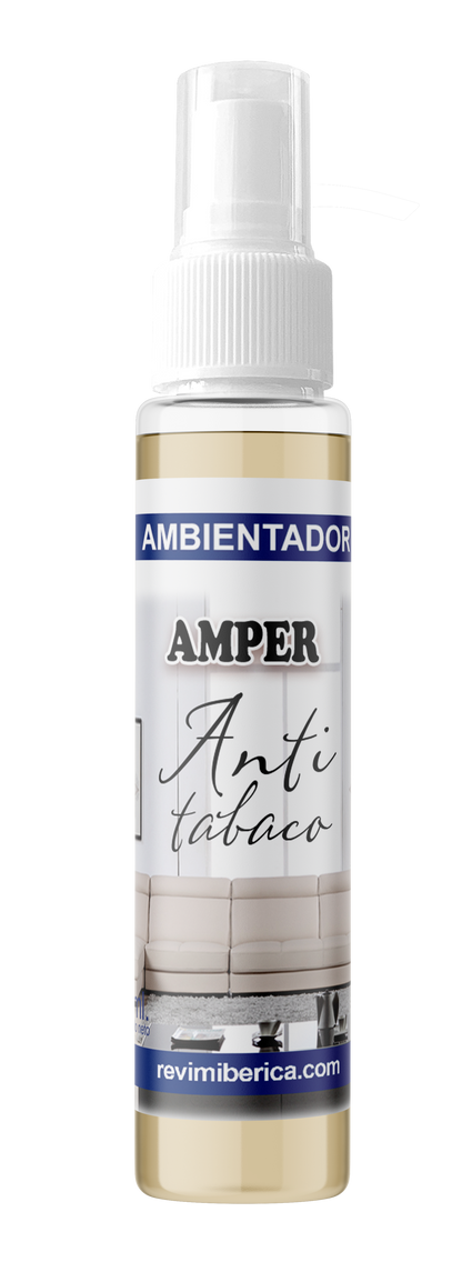 Elimina el olor a tabaco en casa, coche o tejidos con el ambientador AMPER Anti Tabaco. Spray concentrado, no mancha, aroma neutro y duradero. Ideal para fumadores.

