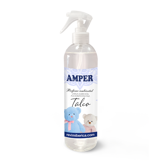 Descubre el ambientador de talco AMPER, con fragancia suave y envolvente. Ideal para guarderías, centros de belleza, clínicas y espacios que buscan una atmósfera limpia y tierna.

