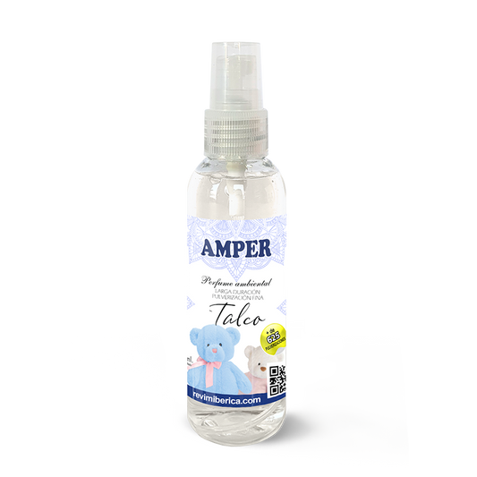 Descubre el ambientador de talco AMPER, con fragancia suave y envolvente. Ideal para guarderías, centros de belleza, clínicas y espacios que buscan una atmósfera limpia y tierna.

