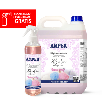 Ambientador de algodón de azúcar AMPER con aroma dulce, suave y duradero.

