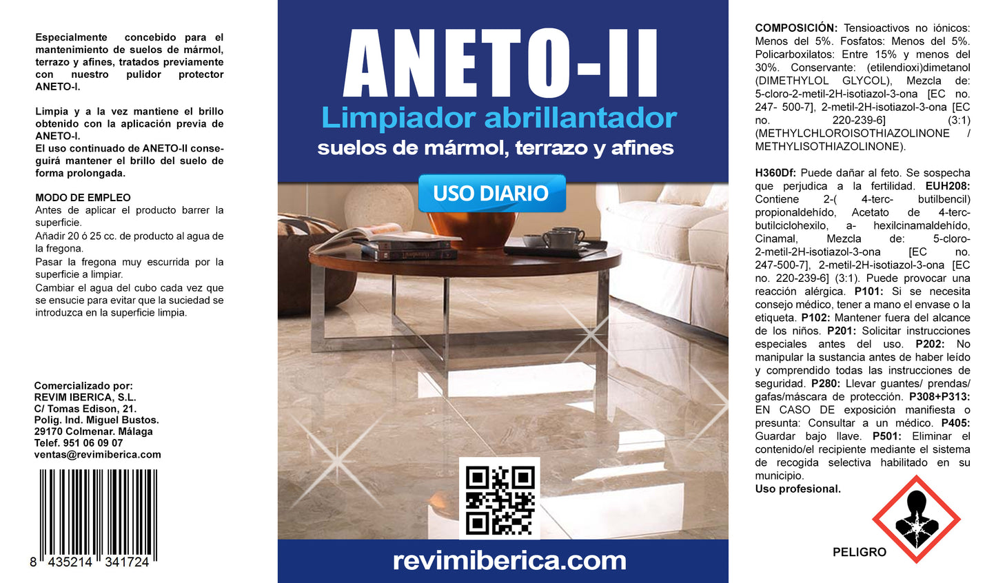 Fregasuelos Limpiador y Abrillantador ANETO-ll | Mármol, Terrazo y Suelos Delicados