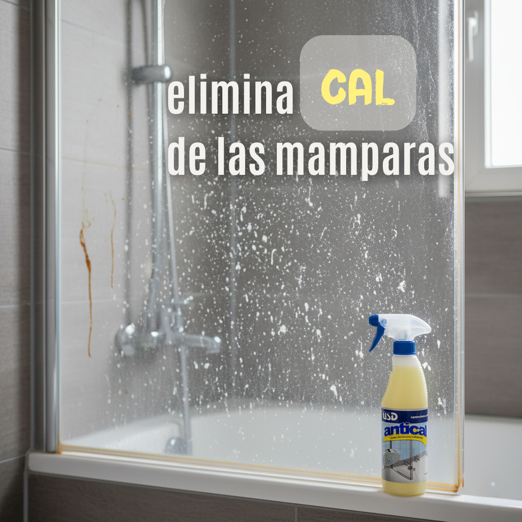 Antical AMPER eliminando cal y dejando brillo en grifería de baño