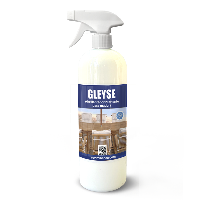 Abrillantador nutriente GLEYSE para madera AMPER, limpia, protege y realza el brillo natural.